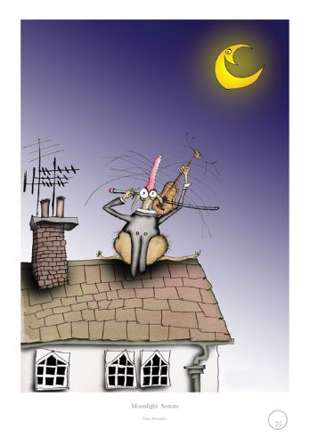Moonlight Sonata - whimsical mouse cartoon by Tony Fernandes